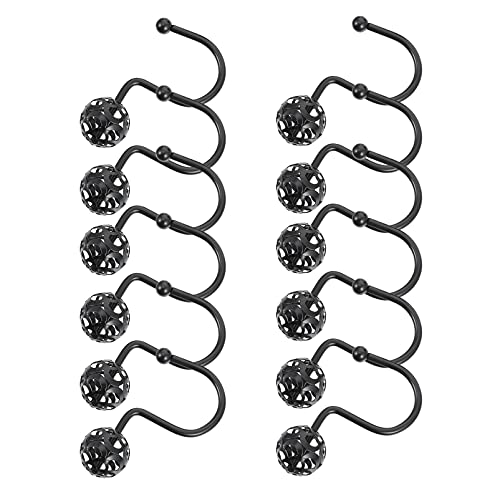 Zerodeko 12pcs Iron Plating Shower Curtain Hooks Design for Bathroom and Home Decor Easy to Install Finish for All Curtain Types