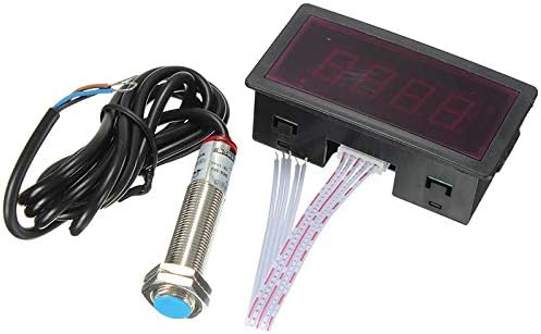 Switch NPN Hall Proximity Switch Sensor + Electronic Red LED Tachometer 4 Digital Display Tachometer RPM Speed Meter with Magnetic