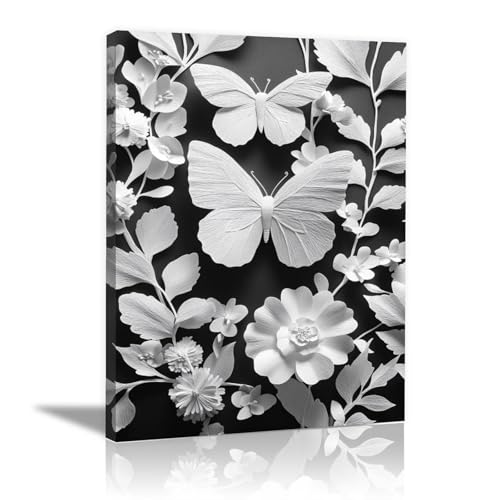 Toile murale fleurs et papillons pour sublimer la déco de votre salon
