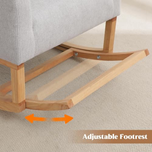 Image of HCHAIRH Rocking Chair Nursery, Nursing Chairs with Foot Rest, Light Grey