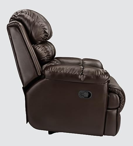 Image of Little NAP Single Amet Soft Leatherette Manual Recliner | Padded Seater Aram Sofa | Relaxing Chair for Home Office Movie Theater Room | Brown