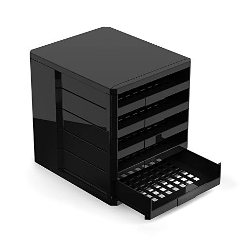 SO-TECH® Büroablage Schubladenbox mit 5 ausziehbaren Ablagen schwarz 275 x 320 x 330 mm