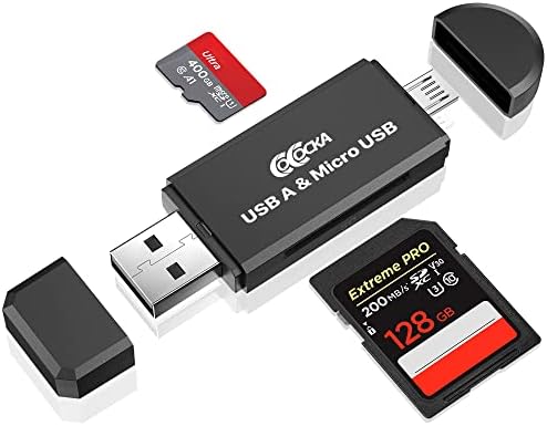 Micro USB OTG to USB 2.0 SD Card Adapter, COCOCKA Micro SD Card Reader，Trail Camera Memory Card Adapter Connector for Android Phone/Computer，Supports SD/SDHC/SCXC/MMC/MMC Micro