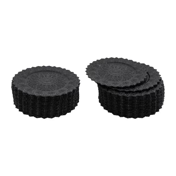 Platos Cargadores Redondos Negros 13" Pack 50 miniatura 7
