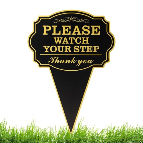 Please Watch Your Step Garden Yard Sign, 10"x14" Double Sided