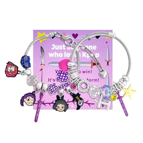 AmaAccess 2PCS K.pop Charms Bracelet Set Demon Movie Hunters Birthday Gift for Women Friendship DIY Jewelry Merch for Fans (Set1)