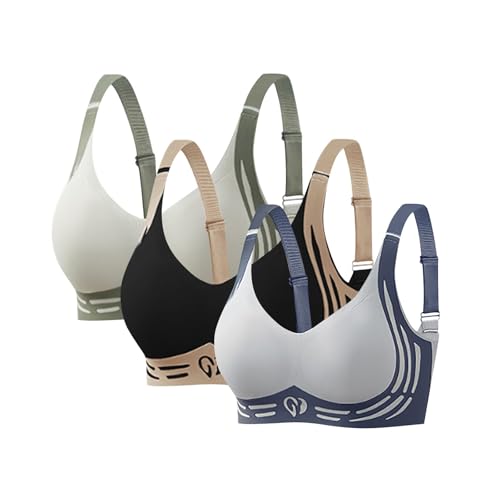 3er Pack Komfort Nahtlos BHS Damen Set Klassische BH Ohne Bügel Sport BH P-ush Up mit Verstellbarem Bustier Große Brüste Unterwäsche Starker Halt Trainings Schlaf BHS Gepolstert für Alltag Yoga 3er Pack Komfort Nahtlos BHS Damen Set Klassische BH Ohne Bügel Sport BH P-ush Up mit Verstellbarem Bustier Große Brüste Unterwäsche Starker Halt Trainings Schlaf BHS Gepolstert für Alltag Yoga