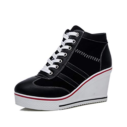 Mei MACLEOD Women Wedge Sneakers Black Canvas Ankle Boots