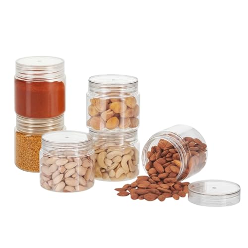 Image of 500ml Crystal Clear Airtight BPA-Free Plastic Container | Kitchen Storage Jar, Dabba & Box Set for Spices, Dry Fruits, Snacks, Nuts & Groceries | Modern Pantry Organizer Set of 6