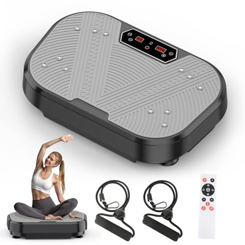 Plataforma vibratoria, placa vibratoria deportiva para el hogar, placa vibratoria para drenaje linfático, plataforma vibratoria con 10 modos de entrenamiento y 120 velocidades ajustables para mujeres