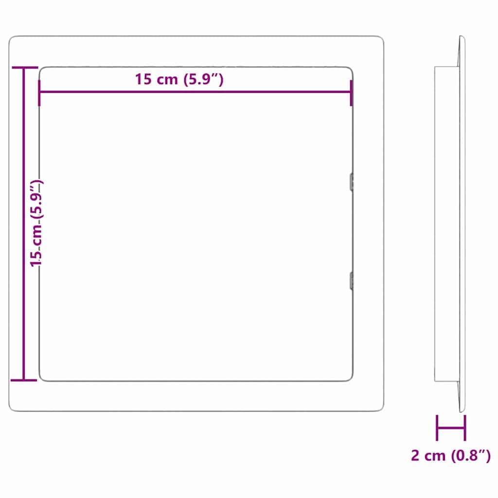 Panel de acceso de plástico ABS, 2 unidades, color blanco, 15 x 15 cm, puerta de inspección para pared, techo, suelo, cubierta invisible, versátil para cables sanitarios, tuberías
