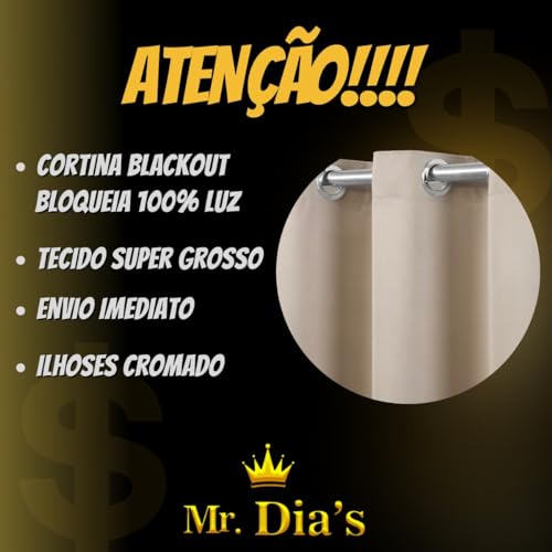 Cortina Blackout Para Sala Ou Quarto 2,80m X 1,80m Premium Blecaute Escritório Bloqueia o Sol 100% (