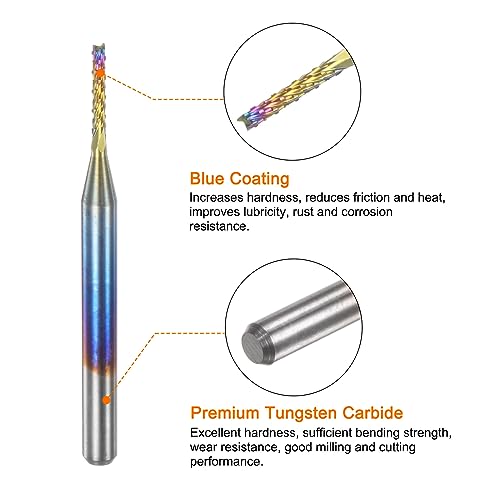 QUARKZMAN 10Stk Ende Fräsen CNC Fräser Bits 1/8 Schaft 1.2mm Blau Beschichtet Wolfram Karbid Fräsmaschine für PCB Acryl Holz Aluminum Metall