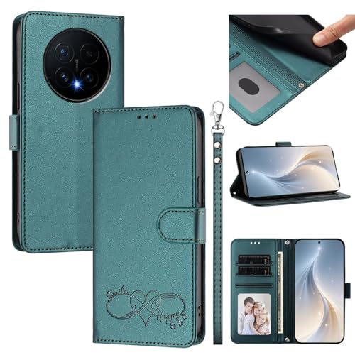 Jiajihua Cover Compatible with Honor Magic8 Phone Case【Card Cash Slot Wallet Design Flip Kickstand Drop Protection】 Green