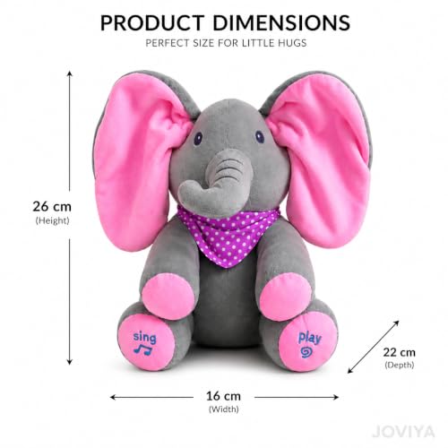 Image of Peekaboo Musical Elephant Toy for Baby Boys & Girls | Interactive Singing Plush Elephant with Moving Flapping Ears | Soft Stuffed Animal | Peekaboo Elephant Toy for Infants 3-12 Months & 1 Year Kids