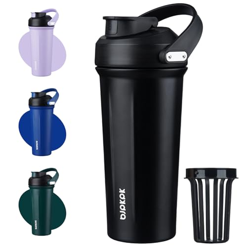 Image of BJPKPK 25oz Insulated Protein Shaker Bottle Stainless Steel Cup with Handle | Stainless Steel Tumbler for Protein Mixes, BPA Free Metal Shaker Cup for Gym, Pre Workout, Leak Proof Insulated Bottle