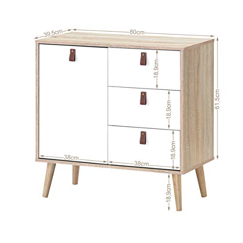 COSTWAY-Aparador-con-Cajones-Armario-Gabinete-Consola-de-Madera-Mueble-Multiuso-para-Salon-Cocina-Entrada-Oficina-Natural