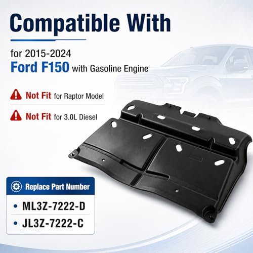 Image of Engine Splash Shield ML3Z-7222-D JL3Z-7222-C Engine Splash Guard Under Cover Compatible for 2015-2024 F150 with Gasoline Engine (Not Fit for Raptor Model & 3.0L Diesel)