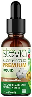 Marshmallow Premium Quality STEVIA Drops| Organic Liquid STEVIA Sweetener| Best Sugar Substitute |100% Pure Extract| All Naturally Sweet|Non Bitter,0 Calorie,Non-GMO, Diabetic & Keto Friendly(1oz)