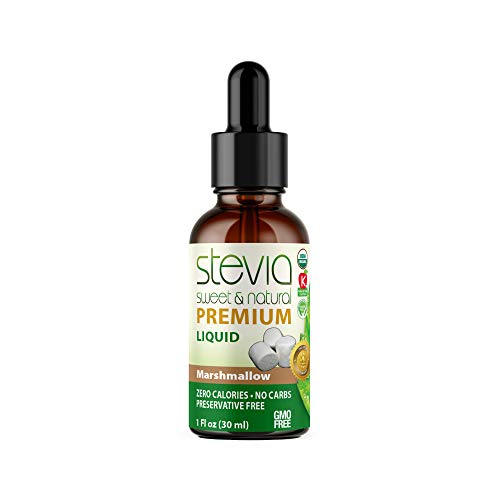 Marshmallow Premium Quality Stevia Drops| Organic Liquid Stevia Sweetener| Best Sugar Substitute |100% Pure Extract| All Naturally Sweet|Non Bitter,0 Calorie,Non-Gmo, Diabetic & Keto Friendly(1Oz) #TOP1