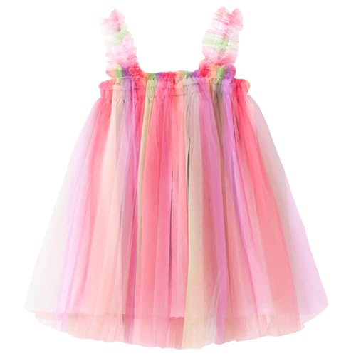 Image of BGFKS Layered Tulle Tutu Dress for Toddler Girls,Baby Girl Rainbow Tutu Princess Skirt Set with Flower Headband.