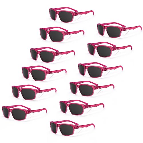 ProtectX Stylish Safety Glasses Anti-Fog Scratch Ruby Tinted Smoke 12PC