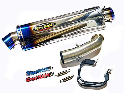 W2-64TL 純正エキパイ対応 50.8mm マフラー中間パイプ付き スリップオン チタン焼風ロングデルタVer マフラーサイレンサー KTM 125DUKE 250DUKE 390DUKE 2017-2020 チタンサイレンサー 風
