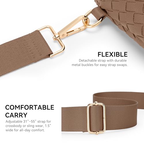 Image of KALIDI Woven Crossbody Bag for Women Travel Vegan Leather Belt Bum Bag | Fanny Packs for Woman Trendy Cross Body Sling Purse for Casual Everyday Daily Errands Shopping Trip Festival, Khaki
