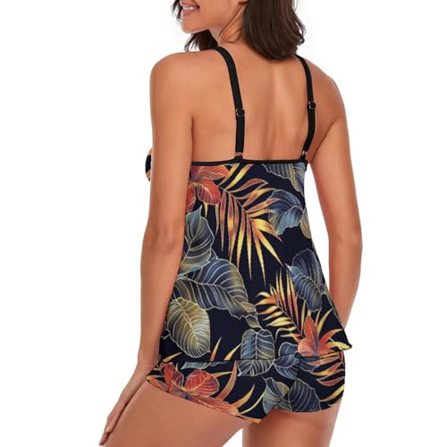 Image of Urchics 2026 Women Two Piece Tankini Swimsuit Tummy Control Plus Size Long Torso Top and High Waisted Boyshorts Bathing Suits