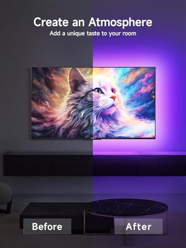 Image of KANTUTOE TV LED Lights, 13.1ft LED Lights for 43-65in TVs, RGB TV Backlight Behind with Music Sync Bluetooth APP and Remote Control Strip Light USB Powered for Bedroom Gaming Room Decor
