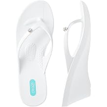 Oka-B Women's Charmed Flip Flop Wedge Sandals Kylie, Salt, Medium-Large 8.5-9.5