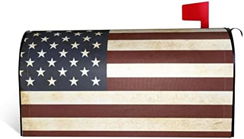 ALBISAI Retro American Flag God Bless Our Veterans Memorial Day Mailbox Covers Magnetic,Letter Post Box Wraps Cover for Outdoor Garden Yard Decorations Standard Size 18" X 21"