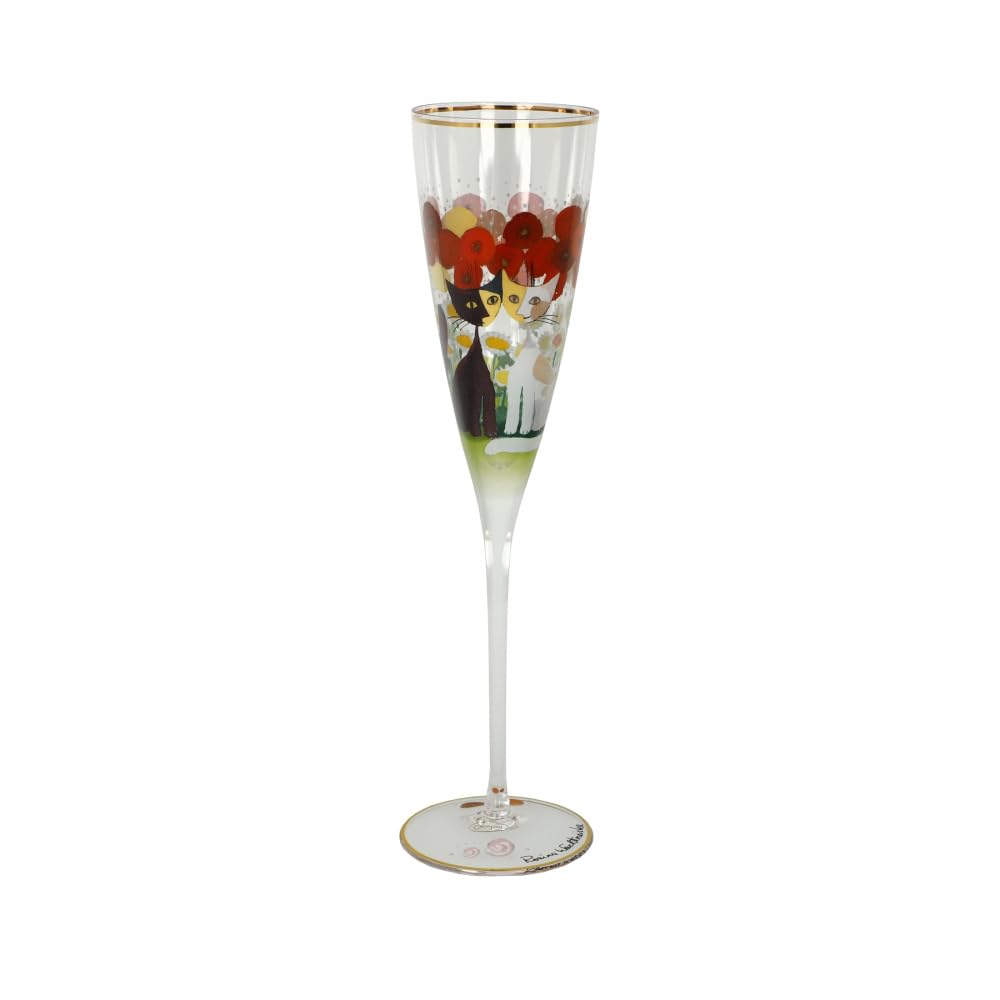 Flûte à champagne L'estate in giardino par Rosina Wachtmeister en verre décoré