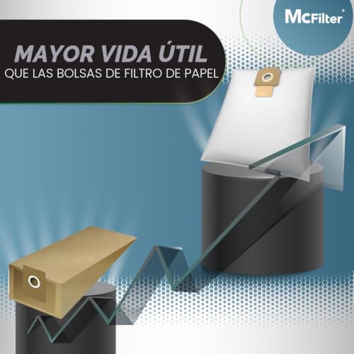 Miniatura 6 de Mcfilter I 10 Bolsas Para Aspiradoras Adecuadas Para Kärcher T 10 1, T 12 1, 6.904-315.0 I Disco De Cubierta De Cartón Dimensionalmente Estable Con Junta Antipolvo I No Tejido I 3 Capas
