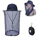 Flammi Outdoor Anti-mosquito Mask Hat with Head Net Mesh Face Protection (Navy Blue)