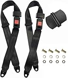 Bravokit Universal 2-Point Adjustable Seat Belt Harness Kit (Set of 2) – 54-Inch Black Webbing with Screws for Go Karts & Golf Carts