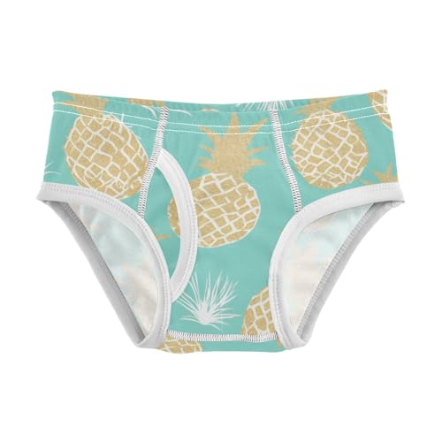 KLL Gold Glitter Pineapples Mint Toddler Boys' Comfort Underwear Briefs Breathable Undies