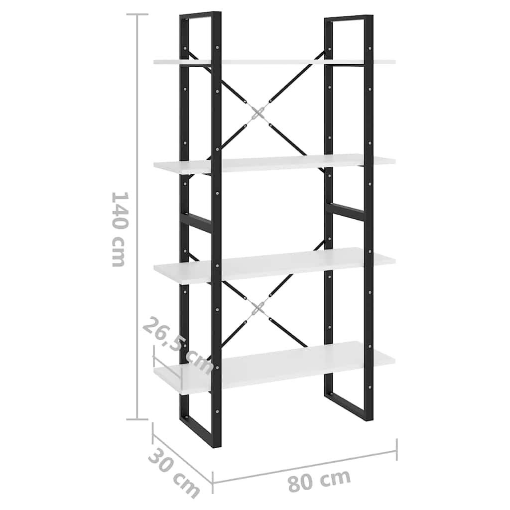 Libreria a 4 scomparti, in legno e metallo, 80 x 30 x 140 cm, con spazio, versatile come divisorio, scaffale per ufficio o soggiorno, salvaspazio e facile da pulire