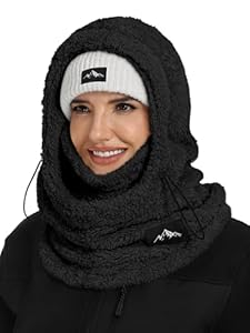 YYIDATON Plüsch Sturmhaube Mütze Winter Thermo Skimaske Fleece Thermale Windbeständig Gesichtshaube Outdoor Mütze Schal Balaclava für Herren Damen (Schwarz)