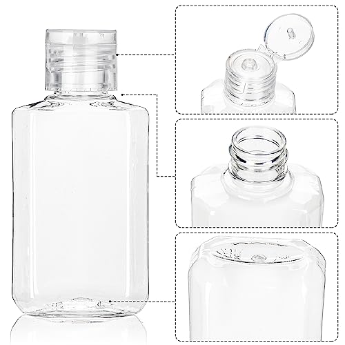 60 Pack Plastic Refillable Flip-Top Bottles, 2 OZ Clear Empty Travel Hand Sanitizer with Flip Cap, Portable Small Liquid Squeeze Container for Shampoo, Lotions, Liquid Body Soap, Creams4