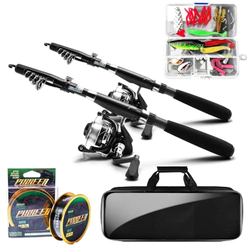 Fishing Rod and Reel Combos, 2PCS 6.9FT Carbon Fiber Fishing Pole Kits with Spinning Reels,...