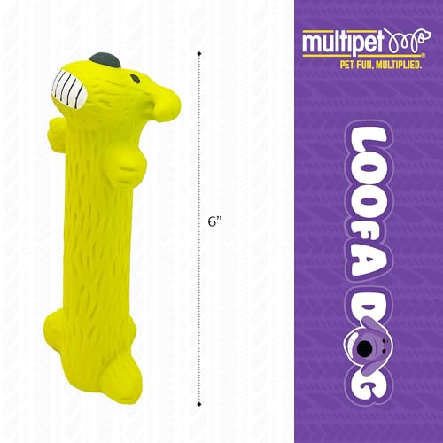 Multipet Original Loofa Latex Dog Toy - Squeaky Toy for All Dogs - Easy-to-Clean Squeaky Toys - Latex Dog Toys for Playing (1 Count, 6”, Random Color Surprise)