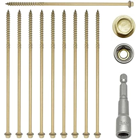 10, 200mm TIMBERFIX Plus HEX Head Sleeper Screws TIMBERLOK DECKING Landscape Cover