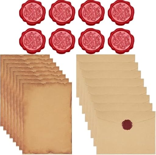 Zhenghebuy Sobres Papel Kraft Antiguo,8 Papel Cartas y 8 Sobres Bonitos con 8 Sello de Cera,para Felicitaciones,Invitaciones | Ya disponible en tu tienda friki favorita! En mundofriki.es!