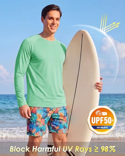 Image of Boladeci Men's UPF 50+ Sun Protection UV SPF Shirts Long Sleeve Lightweight Quick Dry Swim T-Shirts Rash Guard