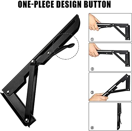 AUTOHJ Folding Shelf Brackets - 24 Inch 2 Pcs Heavy Duty Metal Collapsible Triangle Shelf Bracket, DIY Wall Mounted Shelf Bracket, Space Saving for Bench Table