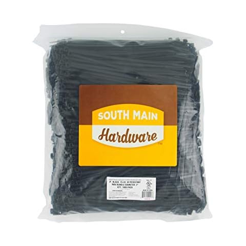 South Main Hardware 848139 8-in, 1,000-Pack, 75-lb, Black, Standard Nylon Cable Tie, 1000 Piece Cover