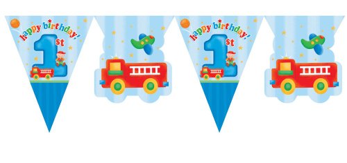 Creative Converting Party Decoration Fun at One Pennant Flag Banner, 1st Birthday, 12-Feet, Blue