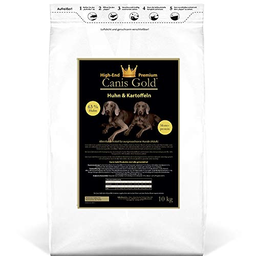 10 kg Canis Gold Adult 66% Huhn & Kartoffeln (Monoprotein) getreidefreies Super Premium Trockenfutter für Hunde | Hundefutter getreidefrei