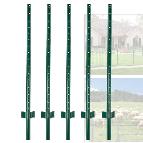iHYTOON 91cm Zaunpfosten 丨 Robuste und langlebige Metall Zaun Pfosten-Pack von 5, No-Dig Garten U Pfosten für Draht Fechten Stahl Zaun Pfosten für Hof, im Freien (5)